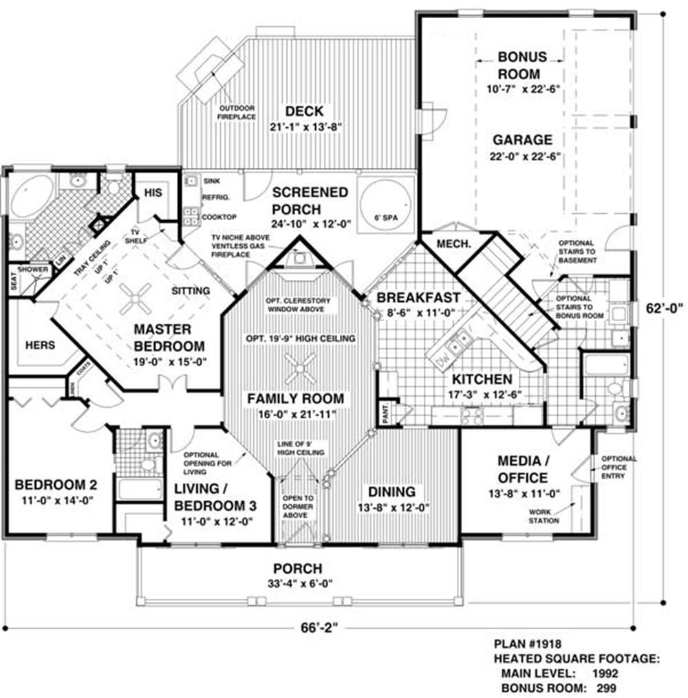 Floor Plan First Story of Colonial Plan #109-1035